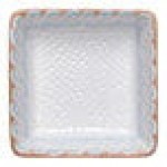 Ariane Cruise Athena 1.69 oz. Square White Porcelain Ramekin with Blue / Tan Wave Rim - 18/Case Ariane Cruise Athena 1.69 oz. Square White Porcelain Ramekin with Blue / Tan Wave Rim - 18/Case