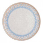 Ariane Cruise Athena 1.69 oz. Square White Porcelain Ramekin with Blue / Tan Wave Rim - 18/Case Ariane Cruise Athena 1.69 oz. Square White Porcelain Ramekin with Blue / Tan Wave Rim - 18/Case