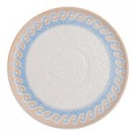 Ariane Cruise Athena 1.69 oz. Square White Porcelain Ramekin with Blue / Tan Wave Rim - 18/Case Ariane Cruise Athena 1.69 oz. Square White Porcelain Ramekin with Blue / Tan Wave Rim - 18/Case