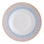 Ariane Cruise Athena 1.69 oz. Square White Porcelain Ramekin with Blue / Tan Wave Rim - 18/Case Ariane Cruise Athena 1.69 oz. Square White Porcelain Ramekin with Blue / Tan Wave Rim - 18/Case