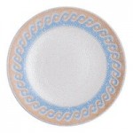 Ariane Cruise Athena 1.69 oz. Square White Porcelain Ramekin with Blue / Tan Wave Rim - 18/Case Ariane Cruise Athena 1.69 oz. Square White Porcelain Ramekin with Blue / Tan Wave Rim - 18/Case