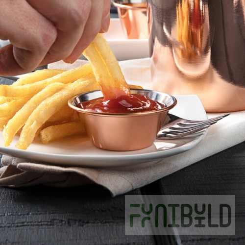 Choice 1.5 oz. Smooth Copper-Plated Stainless Steel Round Sauce Cup - 12/Pack