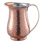 Acopa 64 oz. Hammered Copper Stainless Steel Slender Bell Pitcher with Ice Guard