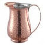 Acopa 64 oz. Hammered Copper Stainless Steel Slender Bell Pitcher with Ice Guard