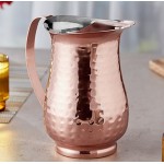 Acopa 64 oz. Hammered Copper Stainless Steel Slender Bell Pitcher with Ice Guard