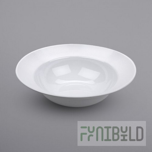GET B-192-MN-W Minski 6 Qt. White Glazed Textured Rim Melamine Bowl - 3/Case