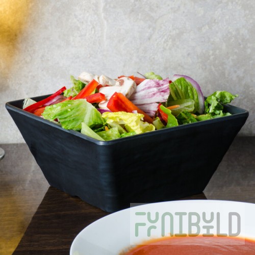American Metalcraft FSMEL73 Endurance 58 oz. Square Melamine Serving Bowl - Black Faux Slate