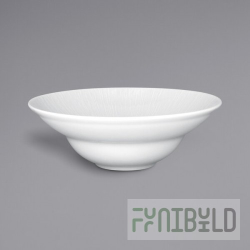 RAK Porcelain Soul 10.8 oz. Bright White Embossed Wide Rim Extra Deep Round Porcelain Plate - 6/Case