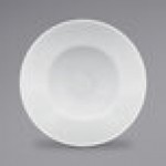 RAK Porcelain Soul 10.8 oz. Bright White Embossed Wide Rim Extra Deep Round Porcelain Plate - 6/Case
