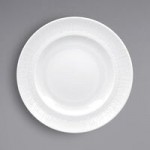 RAK Porcelain Soul 10.8 oz. Bright White Embossed Wide Rim Extra Deep Round Porcelain Plate - 6/Case