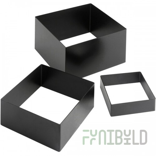 American Metalcraft Geo 3-Piece Square Black Satin Display Stand Set