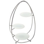 American Metalcraft SRS3 3 Tier Silver Oval Stand with Frosted Glass Plates American Metalcraft SRS3 3 Tier Silver Oval Stand with Frosted Glass Plates