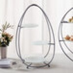 American Metalcraft SRS3 3 Tier Silver Oval Stand with Frosted Glass Plates American Metalcraft SRS3 3 Tier Silver Oval Stand with Frosted Glass Plates