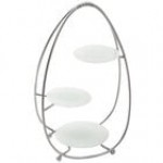American Metalcraft SRS3 3 Tier Silver Oval Stand with Frosted Glass Plates American Metalcraft SRS3 3 Tier Silver Oval Stand with Frosted Glass Plates