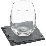 Acopa 9 oz. Stemless Wine Glass with Slate Tasting Plate Set - 12/Case