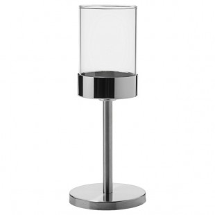 Hollowick 272BSS Mod Brushed Stainless Steel Candlestick Base with Clear Cylinder Shade Hollowick 272BSS Mod Brushed Stainless Steel Candlestick Base with Clear Cylinder Shade