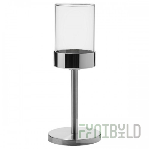 Hollowick 272BSS Mod Brushed Stainless Steel Candlestick Base with Clear Cylinder Shade