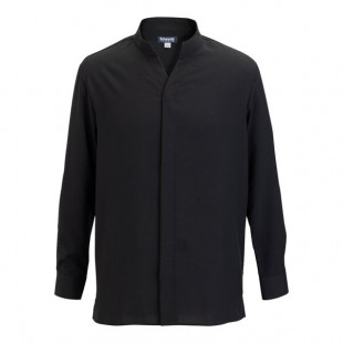 Edwards 1399 FlexBatiste Men's Customizable Black Long Sleeve Moisture-Wicking 4-Way Stretch Batiste Dress Shirt with Stand-Up Collar - M Edwards 1399 FlexBatiste Men's Customizable Black Long Sleeve Moisture-Wicking 4-Way Stretch Batiste Dress Shirt with Stand-Up Collar - M