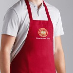Choice Red Poly-Cotton Front of House Bib Apron with 3 Pockets - 25
