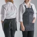 Choice Red Poly-Cotton Front of House Bib Apron with 3 Pockets - 25