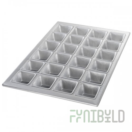 Chicago Metallic 46605 24 Cup 4.4 oz. Glazed Aluminum Square Muffin Specialty Pan - 14 1/8