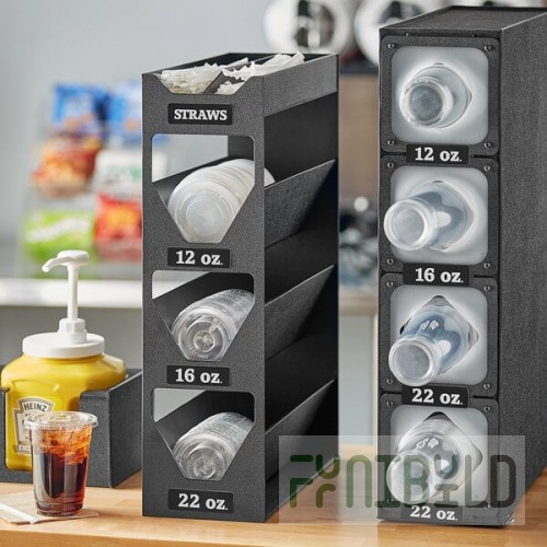 ServSense Black 5-Section Countertop Lid / Straw Organizer - 6 1/2