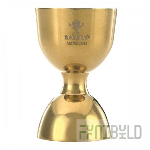 Barfly® M37098GD 25 mL & 50 mL (0.85 oz. & 1.7 oz.) Gold-Plated Heavy-Duty Straight Rim Bell Jigger