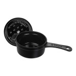 Staub 8 oz. Black Mini Enameled Cast Iron Sauce Pan with Lid 1004093