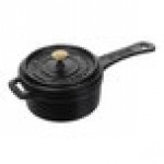 Staub 8 oz. Black Mini Enameled Cast Iron Sauce Pan with Lid 1004093