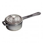 Staub 8 oz. Black Mini Enameled Cast Iron Sauce Pan with Lid 1004093