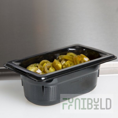 Vollrath 8092420 Super Pan® 1/9 Size Black Polycarbonate Food Pan - 2 1/2