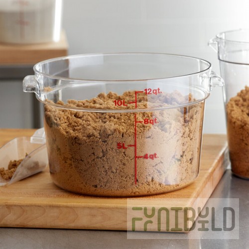 Cambro 12 Qt. Clear Round Polycarbonate Food Storage Container RFSCW12135 - 6/Case