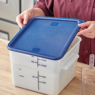 Choice 12, 18, and 22 Qt. Blue Square Polypropylene Food Storage Container Lid Choice 12, 18, and 22 Qt. Blue Square Polypropylene Food Storage Container Lid