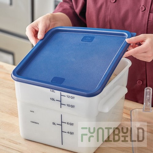 Choice 12, 18, and 22 Qt. Blue Square Polypropylene Food Storage Container Lid