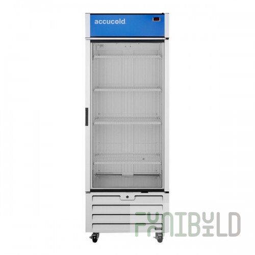 Summit Appliance AFG26MLRH Accucold ACR Series 21.34 Cu. Ft. White / Blue Glass Door Reach-In Medical Freezer with Right-Hand Swing Door - 115V
