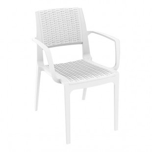 Siesta Capri White Wickerlook Resin Outdoor Dining Arm Chair Siesta Capri White Wickerlook Resin Outdoor Dining Arm Chair