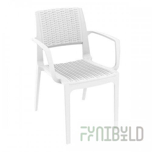 Siesta Capri White Wickerlook Resin Outdoor Dining Arm Chair