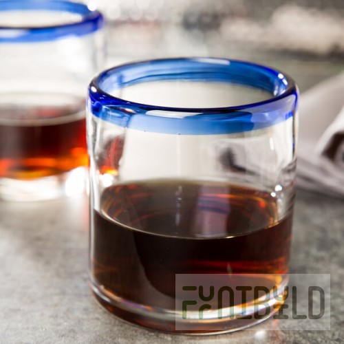 Libbey 92302 Aruba 12 oz. Customizable Rocks / Old Fashioned Glass with Cobalt Blue Rim - 12/Case