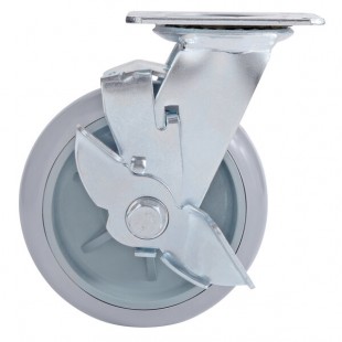 Lavex Swivel Plate Caster with Brake for Locking Housekeeping Carts Lavex Swivel Plate Caster with Brake for Locking Housekeeping Carts