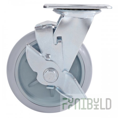 Lavex Swivel Plate Caster with Brake for Locking Housekeeping Carts