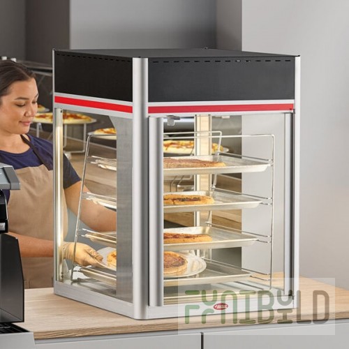 Hatco FSDT-2X Flav-R-Savor Tall Two Door Holding and Display Cabinet with Four Tier Pan Rack