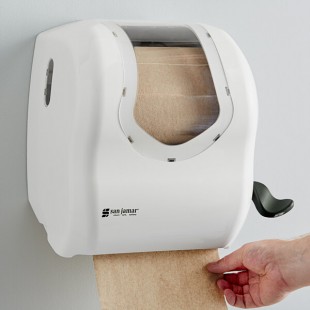 San Jamar T970WHCL Summit Lever Roll Towel Dispenser - White / Clear San Jamar T970WHCL Summit Lever Roll Towel Dispenser - White / Clear
