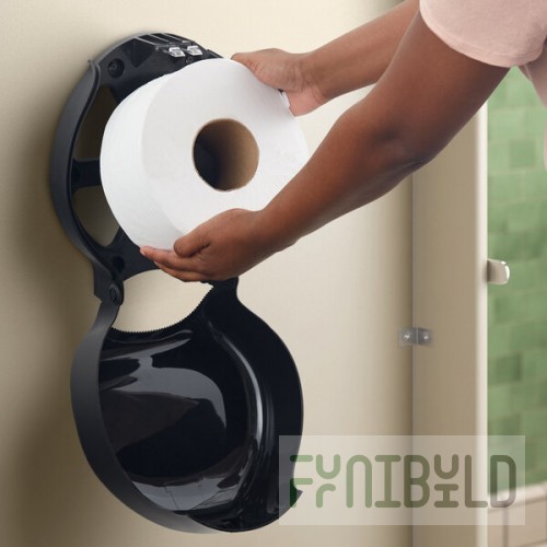 San Jamar EcoLogic R2000REBK Black Single Roll Jumbo Toilet Tissue Dispenser