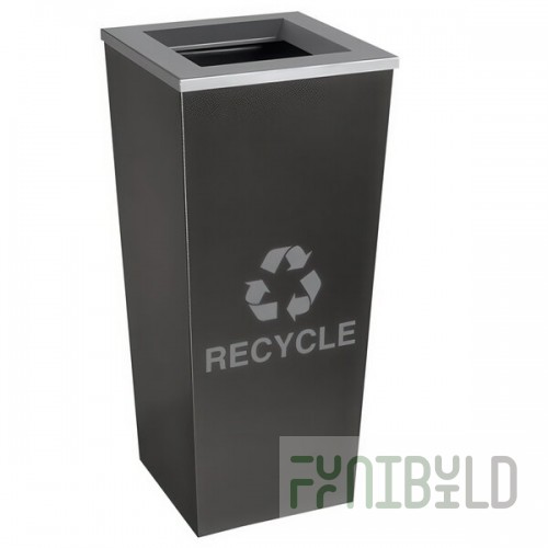 Ex-Cell Kaiser RC-MTR-1 HCCL Metro Collection 18 Gallon Hammered Charcoal Single Stream Tapered Square Recycling Bin