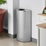 Lancaster Table & Seating 12 Gallon Stainless Steel Half Round Decorative Trash Can Lancaster Table & Seating 12 Gallon Stainless Steel Half Round Decorative Trash Can