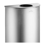 Lancaster Table & Seating 12 Gallon Stainless Steel Half Round Decorative Trash Can Lancaster Table & Seating 12 Gallon Stainless Steel Half Round Decorative Trash Can