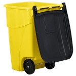 Rubbermaid® FG9W2700YEL 50 Gallon Yellow Wheeled Rectangular Trash Can with Lid Rubbermaid® FG9W2700YEL 50 Gallon Yellow Wheeled Rectangular Trash Can with Lid