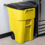 Rubbermaid® FG9W2700YEL 50 Gallon Yellow Wheeled Rectangular Trash Can with Lid Rubbermaid® FG9W2700YEL 50 Gallon Yellow Wheeled Rectangular Trash Can with Lid