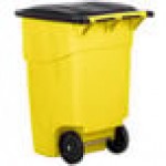 Rubbermaid® FG9W2700YEL 50 Gallon Yellow Wheeled Rectangular Trash Can with Lid Rubbermaid® FG9W2700YEL 50 Gallon Yellow Wheeled Rectangular Trash Can with Lid