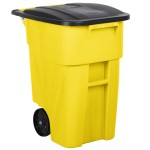 Rubbermaid® FG9W2700YEL 50 Gallon Yellow Wheeled Rectangular Trash Can with Lid Rubbermaid® FG9W2700YEL 50 Gallon Yellow Wheeled Rectangular Trash Can with Lid